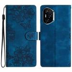 For Honor 400 Global 156.5mm Cherry Blossom Butterfly Skin Feel Embossed PU Phone Case(Blue)