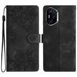 For Honor 400 Global 156.5mm Cherry Blossom Butterfly Skin Feel Embossed PU Phone Case(Black)