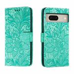 For Google Pixel 8 Lace Flower Embossing Flip Leather Phone Case(Green)
