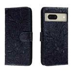 For Google Pixel 8 Lace Flower Embossing Flip Leather Phone Case(Dark Blue)