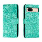 For Google Pixel 8A Lace Flower Embossing Flip Leather Phone Case(Green)