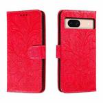 For Google Pixel 8A Lace Flower Embossing Flip Leather Phone Case(Red)