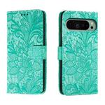 For Google Pixel 9 Lace Flower Embossing Flip Leather Phone Case(Green)