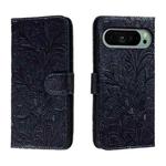For Google Pixel 9 Lace Flower Embossing Flip Leather Phone Case(Dark Blue)