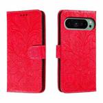 For Google Pixel 9 Lace Flower Embossing Flip Leather Phone Case(Red)