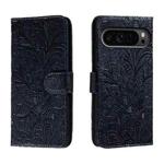 For Google Pixel 9 Pro Lace Flower Embossing Flip Leather Phone Case(Dark Blue)