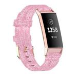 For Fitbit Charge 4 / Charge 3 / Charge3 SE Braided Nylon Watch Band Plastic Head, Size: Free Size(Pink)