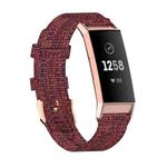 For Fitbit Charge 4 / Charge 3 / Charge3 SE Braided Nylon Watch Band Plastic Head, Size: Free Size(Red)