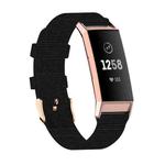 For Fitbit Charge 4 / Charge 3 / Charge3 SE Braided Nylon Watch Band Plastic Head, Size: Free Size(Black)
