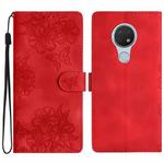 For Nokia 6.2 / 7.2 Cherry Blossom Butterfly Skin Feel Embossed PU Phone Case(Red)