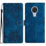 For Nokia 6.2 / 7.2 Cherry Blossom Butterfly Skin Feel Embossed PU Phone Case(Blue)