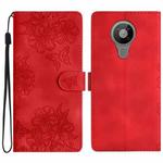 For Nokia 5.4 Cherry Blossom Butterfly Skin Feel Embossed PU Phone Case(Red)