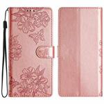 For Sony Xperia 10 V Cherry Blossom Butterfly Skin Feel Embossed PU Phone Case(Rose Gold)