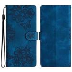 For Sony Xperia L3 Cherry Blossom Butterfly Skin Feel Embossed PU Phone Case(Blue)