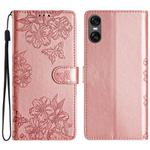 For Sony Xperia 10 VI Cherry Blossom Butterfly Skin Feel Embossed PU Phone Case(Rose Gold)