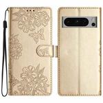 For Google Pixel 8 Pro Cherry Blossom Butterfly Skin Feel Embossed PU Phone Case(Gold)