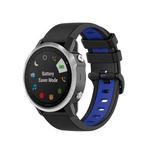For Garmin Fenix 6X Two-color Silicone Watch Band(Black Blue)