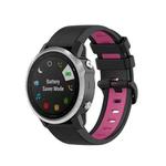 For Garmin Fenix 6X Two-color Silicone Watch Band(Black Rose Red)