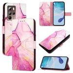 For HTC U24 Pro PT003 Marble Pattern Flip Leather Phone Case(Pink Purple Gold)
