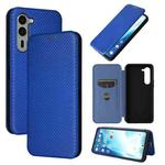 For Fujitsu Arrows F-51E We2 Plus Carbon Fiber Texture Flip Leather Phone Case(Blue)