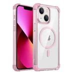 For iPhone 13 Transparent MagSafe Magnetic Phone Case(Pink)