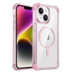 For iPhone 14 Plus Transparent MagSafe Magnetic Phone Case(Pink)