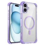 For iPhone 16 Transparent MagSafe Magnetic Phone Case(Purple)