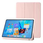 For Huawei MatePad 11.5S Clear Acrylic 3-Fold Leather Tablet Case(Pink)