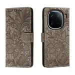 For vivo iQOO 12 Lace Flower Embossing Flip Leather Phone Case(Grey)