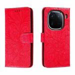 For vivo iQOO 12 Pro Lace Flower Embossing Flip Leather Phone Case(Red)