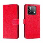 For vivo iQOO Neo8 Lace Flower Embossing Flip Leather Phone Case(Red)