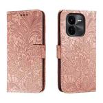For vivo iQOO Z9X Lace Flower Embossing Flip Leather Phone Case(Rose Gold)