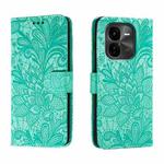 For vivo iQOO Z9X Lace Flower Embossing Flip Leather Phone Case(Green)