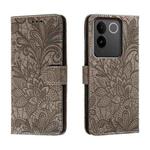 For vivo S17E Lace Flower Embossing Flip Leather Phone Case(Grey)