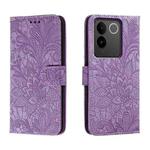 For vivo S17E Lace Flower Embossing Flip Leather Phone Case(Purple)