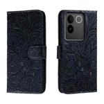 For vivo S17E Lace Flower Embossing Flip Leather Phone Case(Dark Blue)