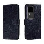 For vivo S18 Lace Flower Embossing Flip Leather Phone Case(Dark Blue)