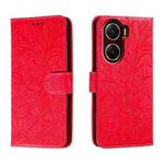 For vivo V29E Lace Flower Embossing Flip Leather Phone Case(Red)