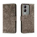 For vivo Y17S Lace Flower Embossing Flip Leather Phone Case(Grey)
