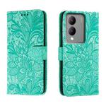 For vivo Y17S Lace Flower Embossing Flip Leather Phone Case(Green)