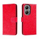 For vivo Y35M+ Lace Flower Embossing Flip Leather Phone Case(Red)