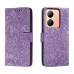 For vivo Y78 Lace Flower Embossing Flip Leather Phone Case(Purple)