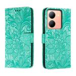 For vivo Y78 Lace Flower Embossing Flip Leather Phone Case(Green)