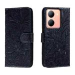 For vivo Y78 Lace Flower Embossing Flip Leather Phone Case(Dark Blue)