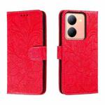 For vivo Y78 Lace Flower Embossing Flip Leather Phone Case(Red)
