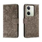 For vivo Y100 5G Lace Flower Embossing Flip Leather Phone Case(Grey)