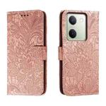 For vivo Y100 5G Lace Flower Embossing Flip Leather Phone Case(Rose Gold)