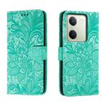 For vivo Y100 5G Lace Flower Embossing Flip Leather Phone Case(Green)