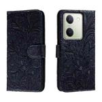 For vivo Y100 5G Lace Flower Embossing Flip Leather Phone Case(Dark Blue)