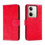 For vivo Y100 5G Lace Flower Embossing Flip Leather Phone Case(Red)